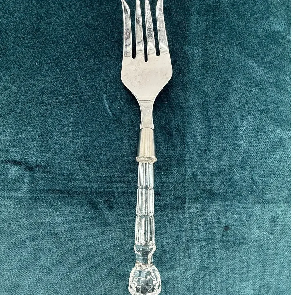 Fostoria Crystal Handle Serving Fork 9 Inch Stainless Steel Vintage Tableware